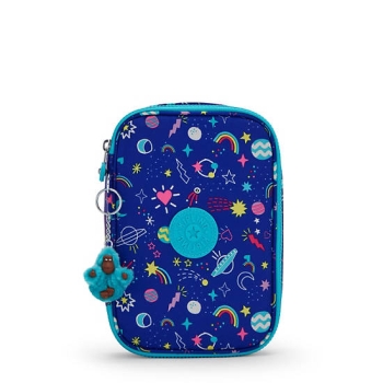 Kipling 100 Pens Printed Pencil Case Blue | USA-51RFXE