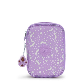 Kipling 100 Pens Printed Pencil Case Purple | USA-37XRCH