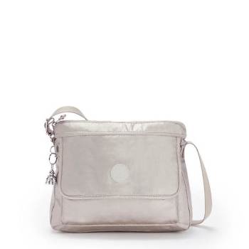 Kipling Aisling Metallic Crossbody Bags Silver | USA-41XYWR