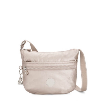 Kipling Arto Small Metallic Crossbody Bags Beige | USA-89BMRP