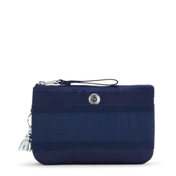 Kipling Creativity Extra Large Metallic Wristlet Pouches Navy | USA-20DBVT