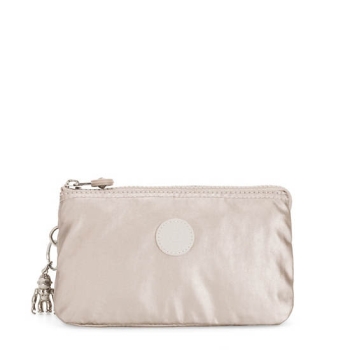 Kipling Creativity Large Metallic Pouches Beige | USA-34XOGP