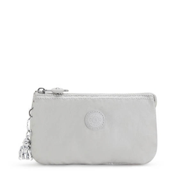 Kipling Creativity Large Metallic Pouches Silver | USA-89ESDP