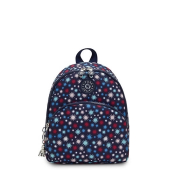 Kipling Paola Small Printed Backpacks Blue | USA-98GYRW