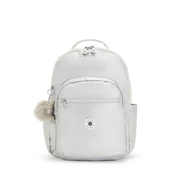 Kipling Seoul Large Metallic 15" Laptop Backpacks White | USA-10NXMW