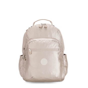 Kipling Seoul Large Metallic 15" Laptop Backpacks Beige | USA-26NEAK