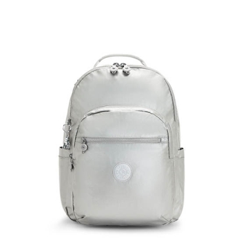 Kipling Seoul Large Metallic 15" Laptop Backpacks Silver | USA-35MSZO