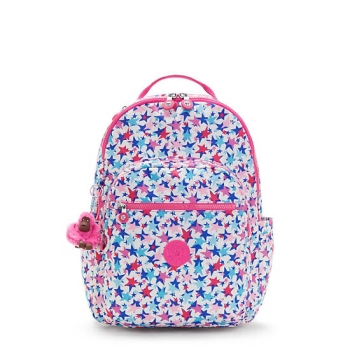 Kipling Seoul Large Printed 15" Laptop Backpacks Pink | USA-15AMOK