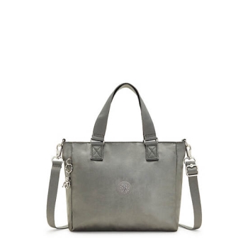 Kipling Venla Metallic Tote Bags Grey | USA-42QGLJ