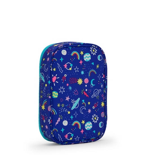 Kipling 100 Pens Printed Case Pouches Blue | USA-79PGCU