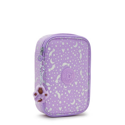 Kipling 100 Pens Printed Case Pouches Purple | USA-18BUCG