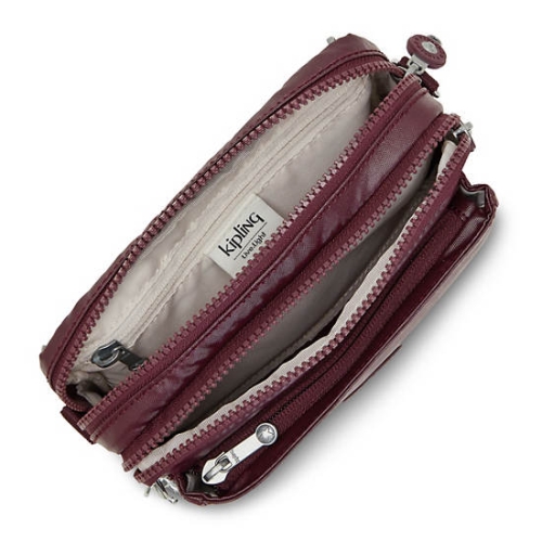 Kipling Abanu Multi Metallic Convertible Crossbody Bags Burgundy | USA-01KLSI