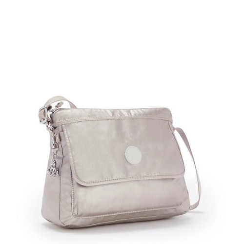 Kipling Aisling Metallic Crossbody Bags Silver | USA-41XYWR