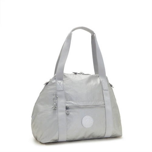 Kipling Art Medium Metallic Tote Bags Silver | USA-61QBHA