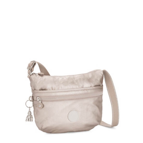 Kipling Arto Small Metallic Crossbody Bags Beige | USA-89BMRP