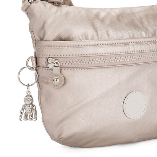 Kipling Arto Small Metallic Crossbody Bags Beige | USA-89BMRP