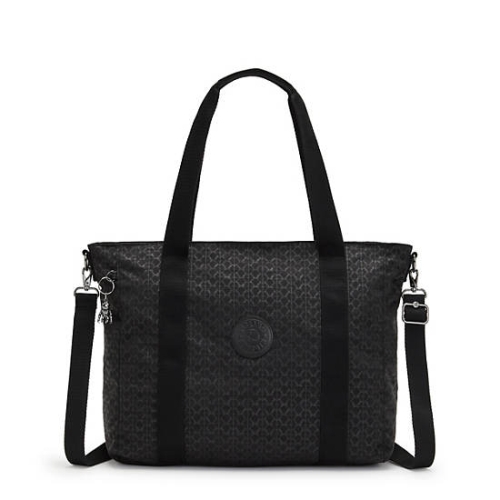 Kipling Asseni Classic Printed Tote Bags Black | USA-34CTRK