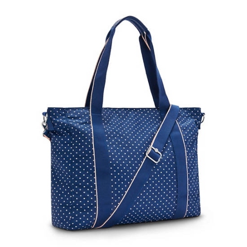 Kipling Asseni Printed Tote Bags Blue | USA-56NDVJ