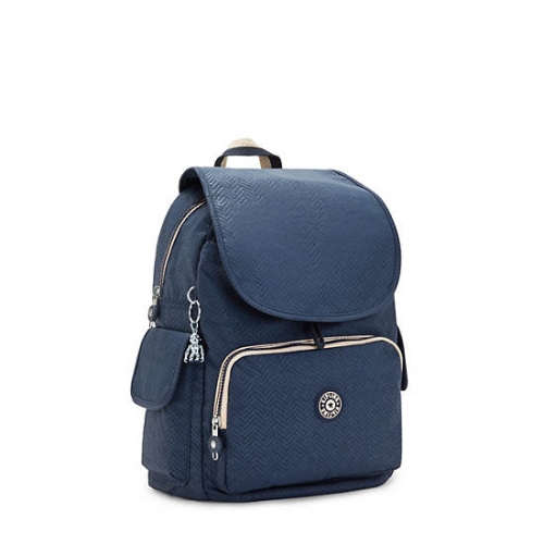 Kipling City Pack Medium Printed Backpacks Blue | USA-20IVOE