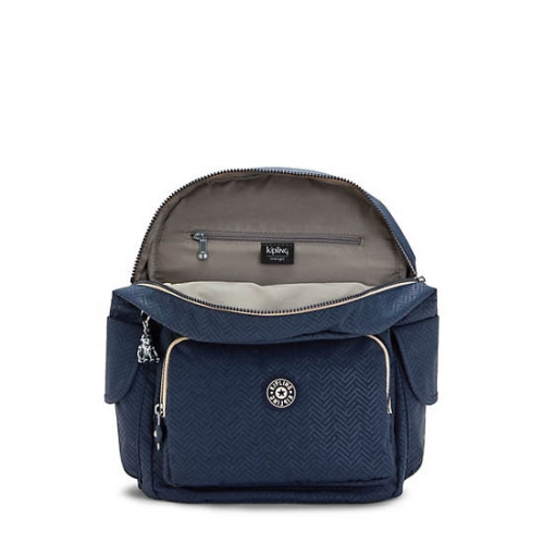 Kipling City Pack Medium Printed Backpacks Blue | USA-20IVOE