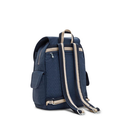 Kipling City Pack Medium Printed Backpacks Blue | USA-20IVOE