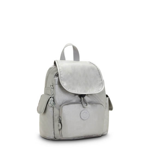 Kipling City Pack Mini Classic Metallic Backpacks Silver | USA-74GMRB