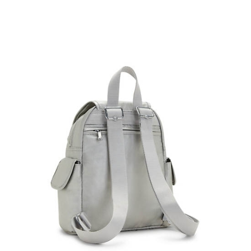 Kipling City Pack Mini Classic Metallic Backpacks Silver | USA-74GMRB