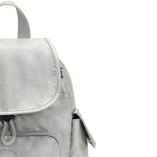 Kipling City Pack Mini Classic Metallic Backpacks Silver | USA-74GMRB