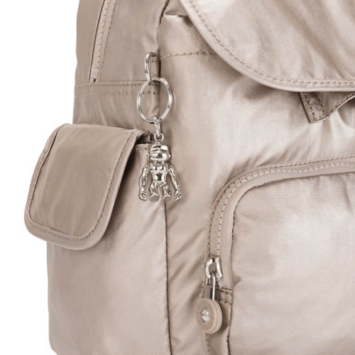 Kipling City Pack Mini Metallic Backpacks Beige | USA-63FJKE