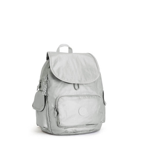 Kipling City Pack Small Metallic Backpacks Silver | USA-98KUJS