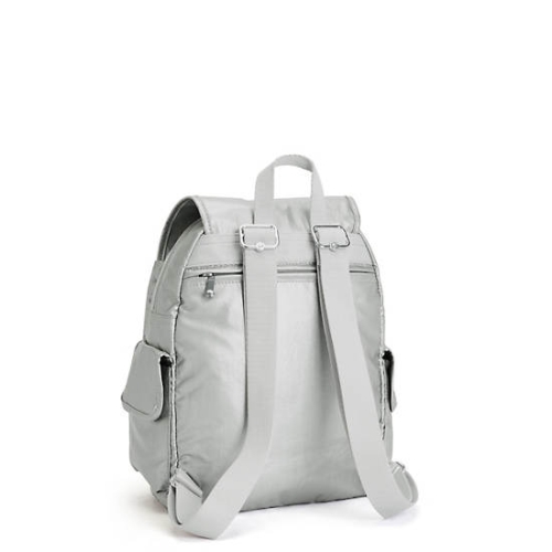 Kipling City Pack Small Metallic Backpacks Silver | USA-98KUJS