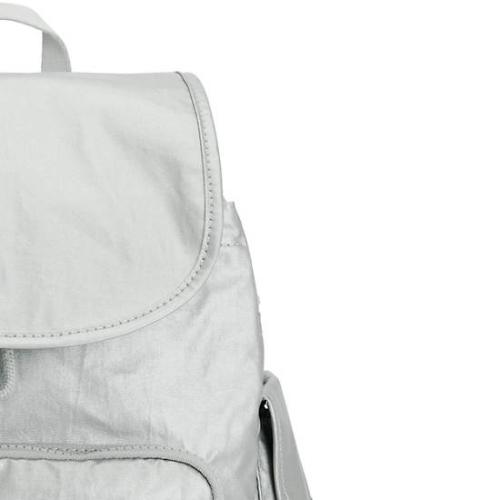 Kipling City Pack Small Metallic Backpacks Silver | USA-98KUJS