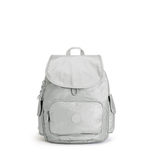 Kipling City Pack Small Metallic Backpacks Silver | USA-98KUJS