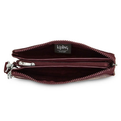 Kipling Creativity Extra Large Metallic Wristlet Pouches Burgundy | USA-17HEYS