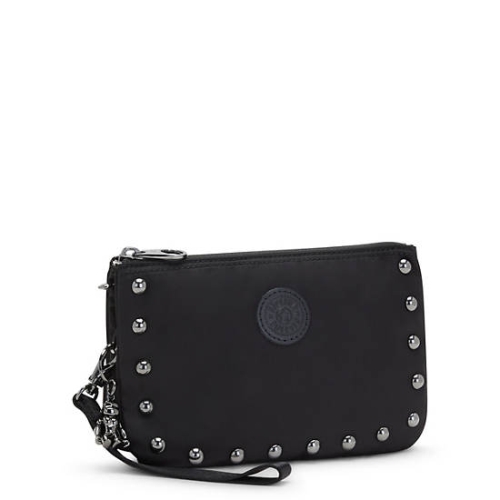 Kipling Creativity Extra Large Metallic Wristlet Pouches Black | USA-59SZRM