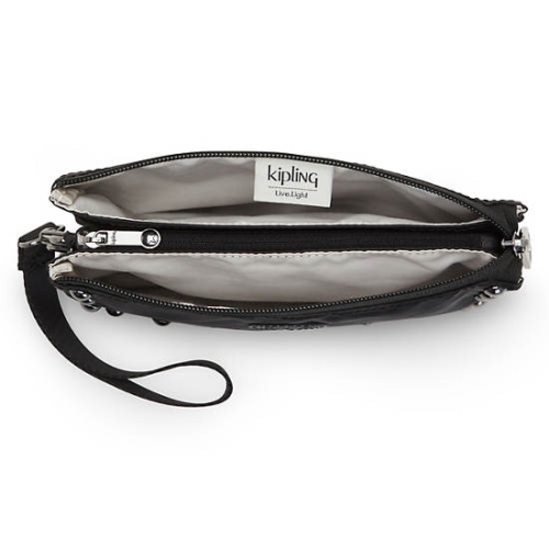 Kipling Creativity Extra Large Metallic Wristlet Pouches Black | USA-59SZRM