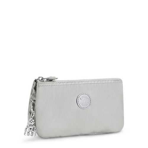 Kipling Creativity Large Metallic Pouches Silver | USA-89ESDP