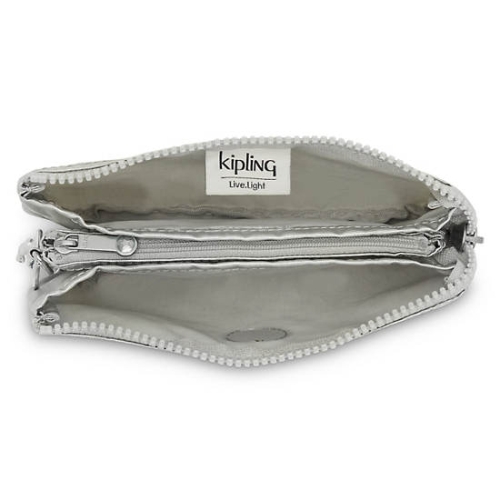 Kipling Creativity Large Metallic Pouches Silver | USA-89ESDP