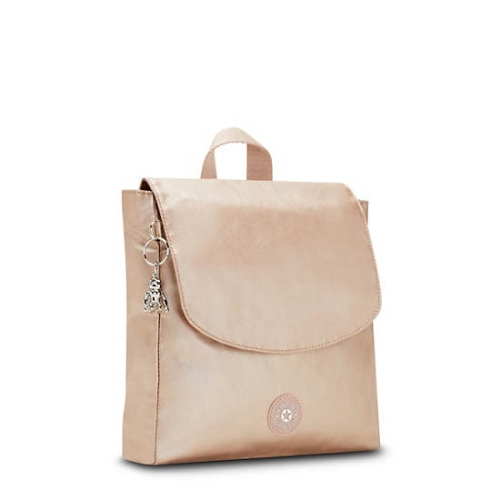 Kipling Dannie Metallic Small Backpacks Gold Beige | USA-80OYPX