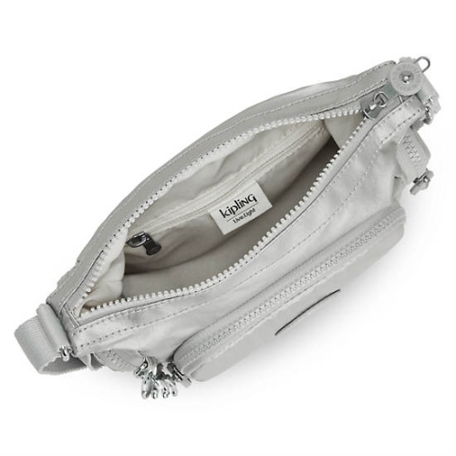 Kipling Gabbie Mini Metallic Crossbody Bags Silver | USA-67AQYT