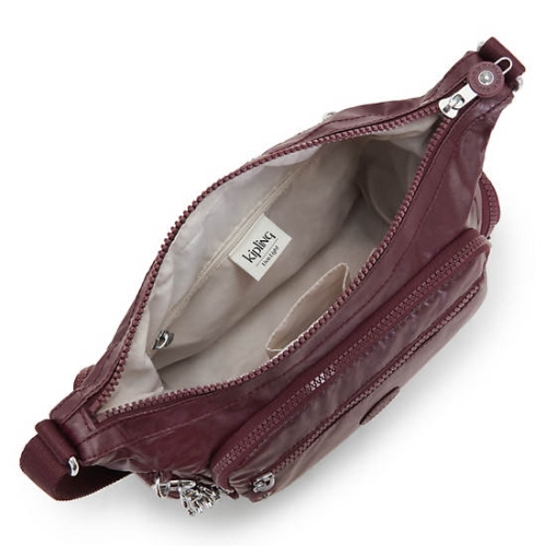 Kipling Gabbie Small Metallic Crossbody Bags Burgundy | USA-81IOUM