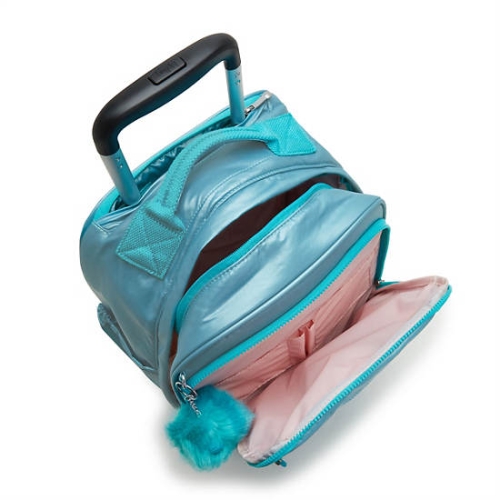 Kipling Gaze Large Metallic Rolling Backpacks Turquoise | USA-36KRIW