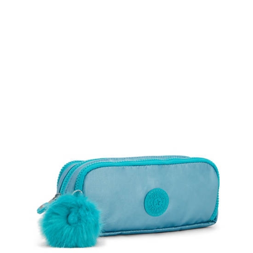 Kipling Gitroy Metallic Pencil Case Pouches Beige Turquoise | USA-02NUDT