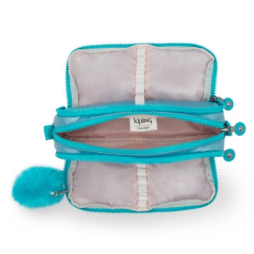 Kipling Gitroy Metallic Pencil Case Pouches Beige Turquoise | USA-02NUDT