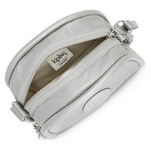 Kipling Jesper Metallic Crossbody Bags Silver | USA-13XBVH