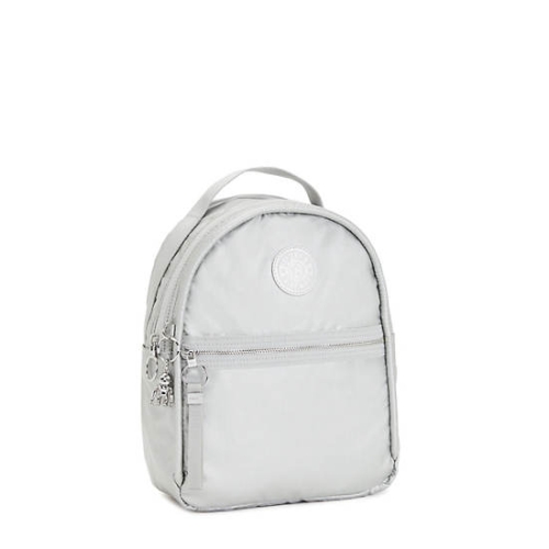 Kipling Kae Classic Metallic Backpacks Silver | USA-37EAJY