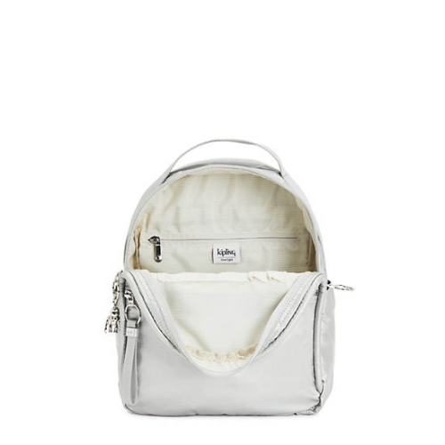 Kipling Kae Classic Metallic Backpacks Silver | USA-37EAJY