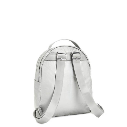 Kipling Kae Classic Metallic Backpacks Silver | USA-37EAJY