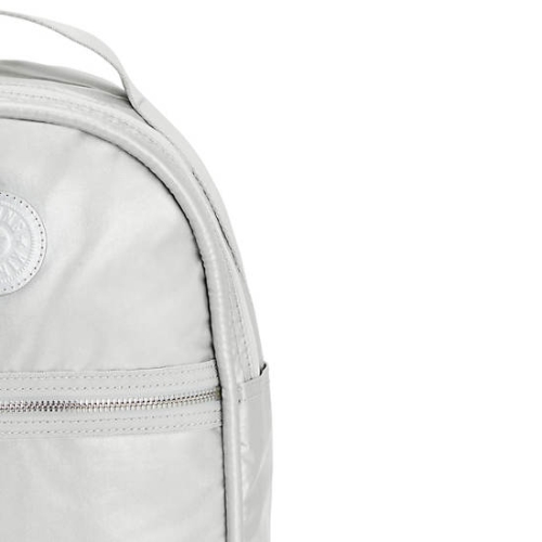 Kipling Kae Classic Metallic Backpacks Silver | USA-37EAJY