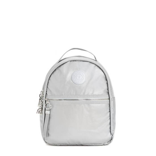 Kipling Kae Classic Metallic Backpacks Silver | USA-37EAJY